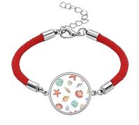 Colorful Scallop Marine Life Illustration Lucky Red String Bracelet Rope Bracelet Handmade