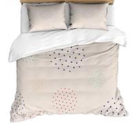 Colorful Scattered Dots On White Background Pattern Duvet Cover 200X200Cm & 2 Pillowcases, 3 Pcs Ultra Soft Luxury Microfiber Bedding Set Digital Print Quilt Cover Set, Bedroom Single Double King B