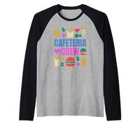 Colorful School Cafeteria Crew Lunch Lady and Food Prep Raglan Baseball Tee