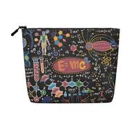 Colorful Scientific Formulas Calculations Board, Cosmetic Bag Imitation Linen Makeup Bag Portable Travel Toiletry Bag