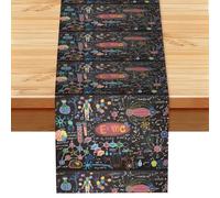 Colorful Scientific Formulas Calculations Board, Table Runner, Imitation Linen Table Runner For Home Party Dining Room 33x183 cm