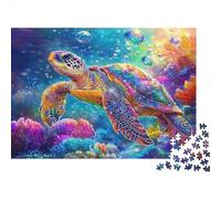 Colorful Sea 1000 Piece Jigsaw Puzzles Psychedelic Sea Turtle Artwork Adults Aged 12 And Above Educational Game Home Decoration Difficult Challenging Male And Female Birthday 70x50cm/1000pcs Gifts