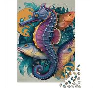 Colorful Sea Creatures Art Print Jigsaw Puzzles Puzzle for Adults Kids. 1000 Pieces Impossible Challenge Toy Educational Games Home Decoration for Adults& Kids Age 14 Years Up 52x38cm/1000pcs