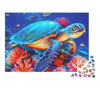 Colorful Sea Turtle 1000Pc Jigsaw PuzzleBlue Abstract Nature Art - Decoration for Adults52x38cm/1000pcs
