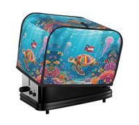 Colorful Sea Turtle And National Flag Toaster Cover 2 Slice, Waterproof Bread Machine Covers with Pockets Universal Size Kitchen Small Appliance Cover with Handle, Dust and Fingerprint Protection