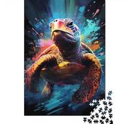 Colorful Sea Turtle Art 1000 Pieces Eco-friendly Paper Premium Jigsaw Puzzle Kids Beginners Fun Educational Game Gifts 38x26cm/1000pcs