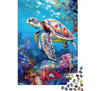 Colorful Sea Turtle Art Puzzles 1000 Piece for Adults Jigsaw Puzzles Game for The Whole 70x50cm/1000pcs