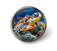 Colorful Sea Turtle Brooch Pins Lapel Pins for Men Women Badge Button Cover Decorative Jewelry Charms for Hats Bags Backpacks Suits Shirts Scarves Clothing Accessories Banquet Wedding Gift