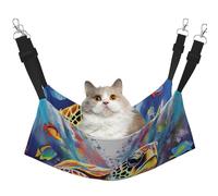 Colorful Sea Turtle Cat Hammock for Cage Hanging Soft Pet Hammock Bed with Adjustable Straps and Metal Hooks Reversible Double Sided Hanging Bed Soft Sleeping Hammock for Cats
