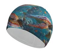 Colorful Sea Turtle Funny Swim Cap Breathable Swimming Hat