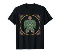Colorful Sea Turtle Mandala Bohemian Ocean Animal Art Value Graphic T-Shirt, Men, Black, S