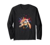Colorful Sea Turtle Paint Splash Ocean Wildlife Art Long Sleeve T-Shirt