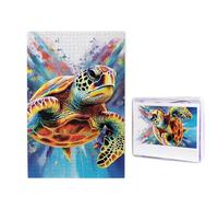 Colorful Sea Turtle Puzzle for Adults 1000 Pieces, Wooden Jigsaw Puzzle from Photos, Challenging Puzzles Perfect for Game Nights, Home Decoration Puzzles Gift for Holiday Birthday