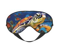 Colorful Sea Turtle Sleep Mask for Women & Men - Double-Sided Eye Mask with Adjustable Strap, Soft Silky Feel, Light-Blocking & Breathable for Travel, Nap, Shift Work, Yoga