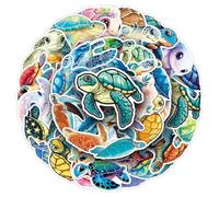 Colorful Sea Turtle Vinyl Stickers, 50 PCS Waterproof Ocean Turtle Illustration Decals for Laptops, Scrapbooking, Journals, Water Bottles, Phones, Notebooks & DIY Decor