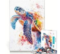 Colorful Sea Turtle Watercolor 1000 Pieces Jigsaws Adults Puzzles Strong Memory, Precise Joint, Joyful Challenge, Room Art (38x52cm)