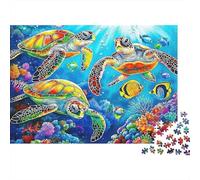 Colorful Sea Turtles Colourful Sea Turtle Group Collage 1000 Pcs Jigsaws for Adults The Impossible Challenge Fun Present 70x50cm/1000pcs