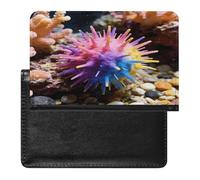 Colorful Sea Urchin Passport Holder for Women Men Slim Travel Wallet Travel Document Organizer ID Card Protector Case Holders PU Leather Passport Cover Credit Card Holder