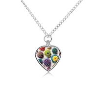 Colorful Sea Urchin Pet Urn Necklace for Dog Cat Ashes Heart Pets Cremation Keepsake Waterproof Pendant Memorial Jewelry Pendants Gifts for Women Men