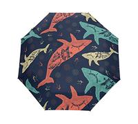 Colorful Sea Whale Automatic Foldable Umbrella UV Protection Auto Open Close Folding Sun Blocking Umbrellas for Travel Women Boys Girls