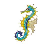 Colorful Seahorse Enamel Brooch, Unique Ocean Cartoon Animal Brooch Pin, Decorative Metal Pin Badges with Sparkly Rhinestones, Cute Sea Life Accessory for Women Bags Clothes or Modesty Wear