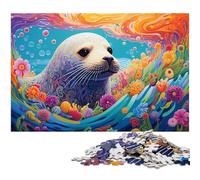 Colorful Seal Jigsaw Puzzles for Adults 1000 Impossible Jigsaw Puzzles for Adults for Teenagers, Family Game Night, Brain-Challenging Gift Idea 50x75CM/19.68x29.52inch