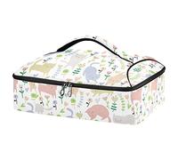 Colorful Seamless Funny Cats and Flowers in Cartoon Style on White Reusable Insulated Pizza Bag, Waterproof Food Delivery Bag, with Handle Lid Leakproof Pizza Holder Tote for Hot or Cold Food