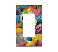 Colorful Seashell Light Switch Cover Plates/Outlet Covers, Fun Beach Theme for Kids Rooms, Thermoplastic Wall Plates, Standard Size Single Rocker