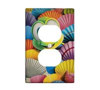 Colorful Seashell Light Switch Cover Plates/Outlet Covers, Fun Beach Theme for Kids Rooms, Thermoplastic Wall Plates, Standard Size Single Duplex Outlet