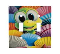 Colorful Seashell Light Switch Cover Plates/Outlet Covers, Fun Beach Theme for Kids Rooms, Thermoplastic Wall Plates, Standard Size Double Toggle