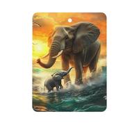 Colorful Seaside Elephants Car Air Freshener Decorative Hanging Aromatherapy Tablets for Car Trucks Square
