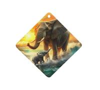 Colorful Seaside Elephants Car Air Freshener Decorative Hanging Aromatherapy Tablets for Car Trucks Rhombus