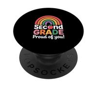 Colorful Second Grade Proud Of You Rainbow Apple PopSockets Adhesive PopGrip