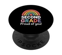 Colorful Second Grade Proud Of You Rainbow Apple PopSockets Adhesive PopGrip