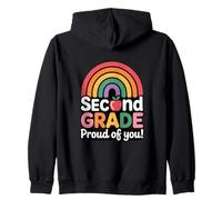 Colorful Second Grade Proud Of You Rainbow Apple Zip Hoodie