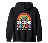 Colorful Second Grade Proud Of You Rainbow Apple Zip Hoodie