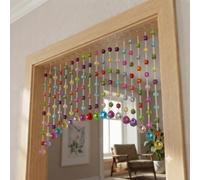 Colorful Self-Adhesive Beaded Door Curtain, Acrylic Door String Beads Curtains for Doorways Hippie Window Closet Door Way Bead Hangings Curtain Arched Bedroom Hallway String Curtains(20 Strings)