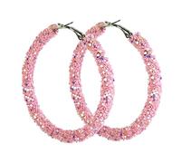 Colorful Sequins Big Hoop Earrings Bohemian Glitter Sparkle Round Circle Rhinestone Wrapped Dangle Drop Earrings for Women Thanksgiving Christmas Party Jewelry Gifts, Iron, No Gemstone