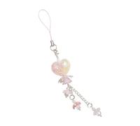 Colorful Shade Flower Heart Pattern Strong Acrylic Phone Lanyard with Keychain Unique Phone Decor for Everyday Use Lovely Mobile Holder