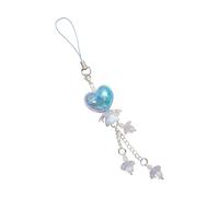 Colorful Shade Flower Heart Pattern Strong Acrylic Phone Lanyard with Keychain Unique Phone Decor for Everyday Use Lovely Mobile Holder