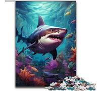 Colorful Shark 1000 Piece Puzzle Jigsaw Puzzles for Adults Brain Challenge, for Teenagers & Home Decor size : 38x26cm