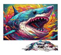 Colorful Shark in Water 1000Pc Adults Jigsaw Puzzle cardboard Jigsaw Brain-Challenging DIY Decorative Game, Family Interactive Toy 26X38CM/10.23x14.96inch