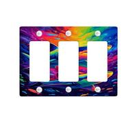 Colorful Shark Light Switch Cover Plate/Outlet Covers, Vibrant Ocean Design for Kids' Rooms, Thermoplastic Wall Plates, Standard Size 3 Gang Wall Plate