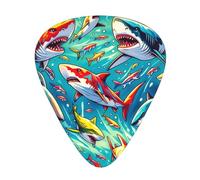 Colorful-Sharks-Pattern 12 Pack Guitar Picks With 3 Thicknesses And Storage Box, Abs Plectrums For Electric Bass Guitar Players