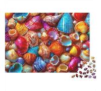 Colorful Shell Collection 100% Recycled Cardboard Colorful Seashells Pile 1000Pc Jigsaw Puzzle Adults Fun Activity for Rainy Days 52x38cm/1000pcs