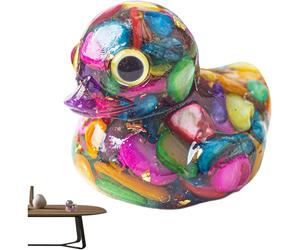 (Colorful Shells) Crystal Duck Figures, Desk Duck Decoration, Crystal Gravel Duck Table Decoration, Cute Animal Statue, Small Collectible Figure for Home Desk