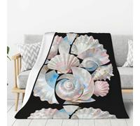 Colorful Shells Print Modern Xmas Flannel Blanket 203x152cm | Minimalist Art Throw For Indoor Festive Interior Styling