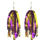 Colorful Shiny Baseball Football Tassel Earrings Handmade Lightweight Glitter Sequin Game Day Sports Dangle Drop Earrings for Women Sports Lover Team Cheerleading Jewelry Gifts, Resin, No Gemstone