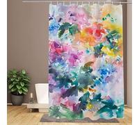 Colorful Shower Curtain, Abstract Shower Curtains 240x200cm Bathroom Curtains, Durable Waterproof Polyester Fabric Bath Curtain, with Hooks - Easy Clean, Washable and Weighted Hem for UK Homes W1-60