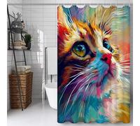 Colorful Shower Curtain, Bathroom Curtain with 12 Hooks | Waterproof Polyester | Rustproof Eyelets | Weighted Hem | Machine Washable | Quick Dry | Bathroom Accessories Decor | 180x250cm Cat Y#32